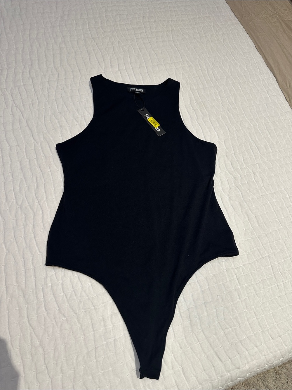 Steve Madden Black Ribbed Tank Bodysuit